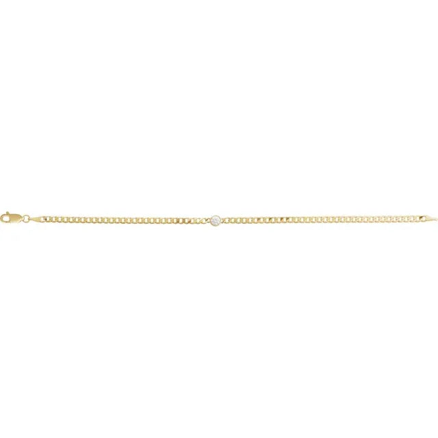 14K Yellow  Gold 1/5 CT Natural Diamond Link Bracelet