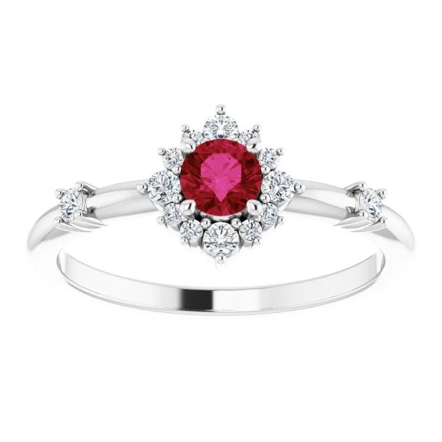 women Diamond Engagement Ring - Ruby ring details