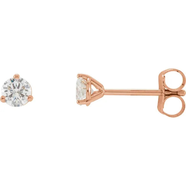 Rose Gold Diamond Stud Earrings 1/2 C