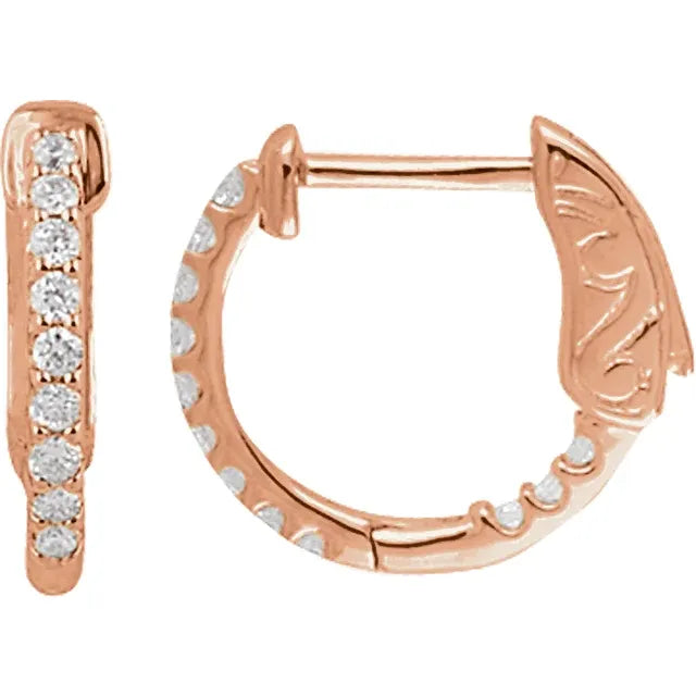 Gold / Platinum Inside-Outside Natural Diamond Hoop Earrings