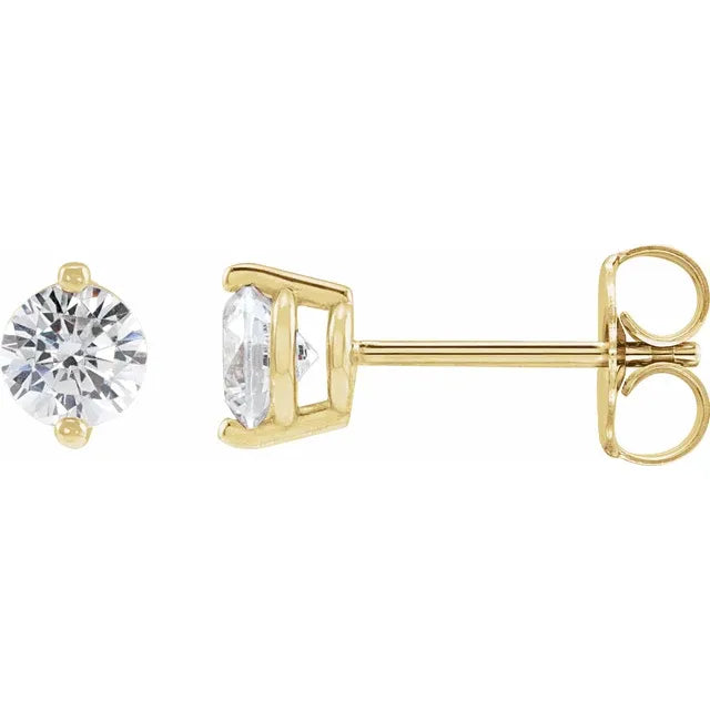 14K Yellow Gold Studs Diamond Stone 2 prong set