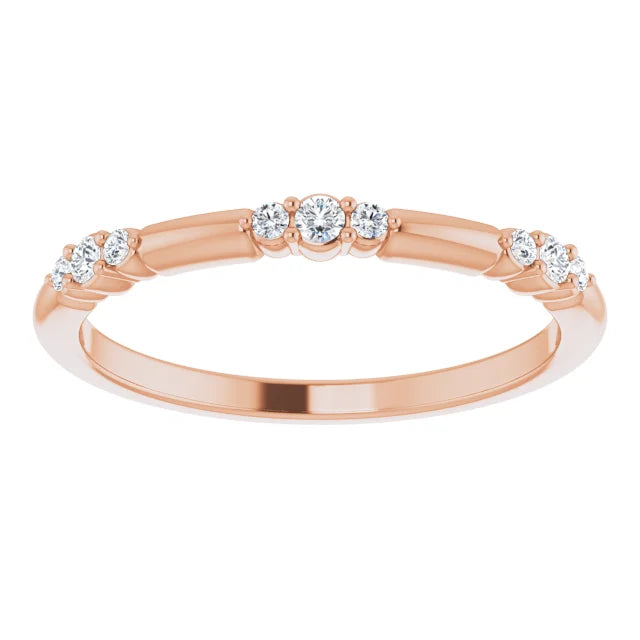 14 K Rose Gold  1/10 CTW Natural Diamond Stackable Ring