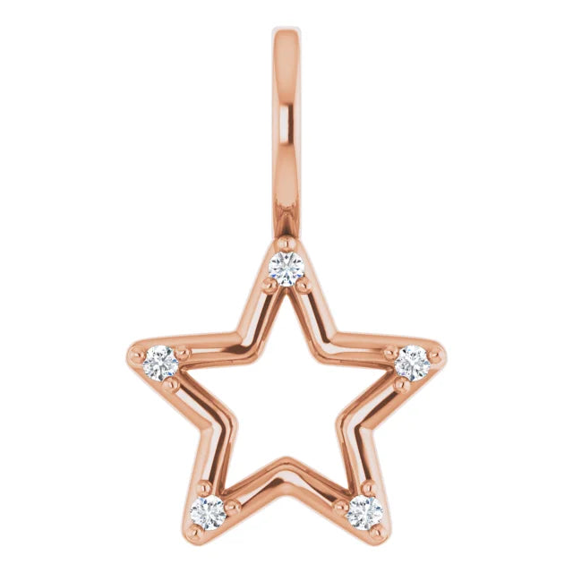 14 K Rose Gold .03 CTW Natural Diamond Star Pendant