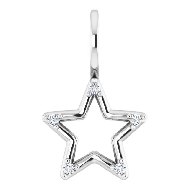 14 K White Gold .03 CTW Natural Diamond Star Pendant