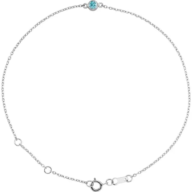 Swiss Blue Topaz bracelet for women 14k White Gold