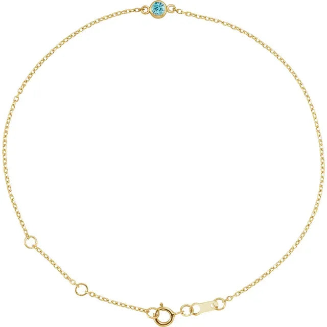 14 K yellow Gold Bracelet birthstone gemstone blue topaz