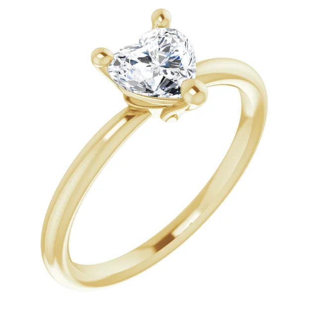 Heart Shape Gemstone Solitaire Ring (white Sapphire ring) 14K White Gold