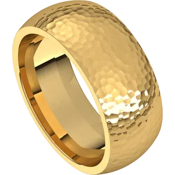 men gold wedding band 8 MM Hammered Finish 