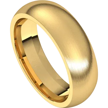 men gold wedding band 6 MM Satin Finish