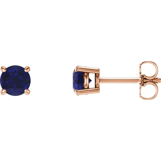 Blue Sapphire Stud earrings 6 MM 14K yellow gold studs