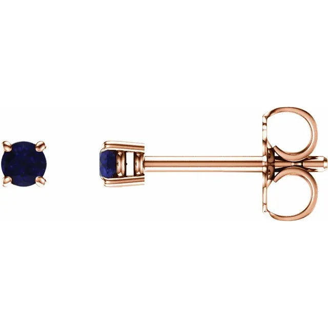 Blue Sapphire Stud earrings 2.5 MM 14K rose gold studs